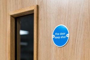 health and safety sign on door